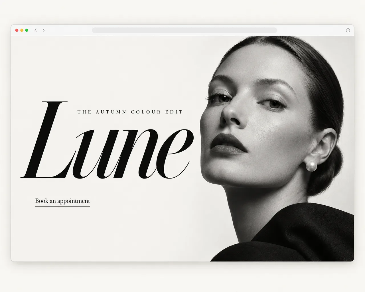 Lune, a beauty salon website concept by Jinverse Digital (concept, not client work)